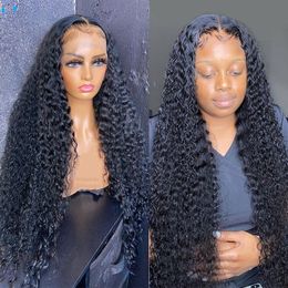 Brazilian Deep Wave Frontal Wig Transparent Lace Front Wig Pre-Plucked Curly Human Hair Wigs For Black Women