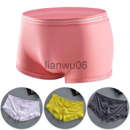 Underpants UltraThin Sexy Men's Boxer Short Ice Silk Men Underwear Male Seamless Boxer Underwears Comfort Breathable Panties Plus Size J230713