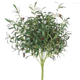 Decorative Flowers 110cm/95cm Artificial Olive Green Leaves Tree Branches Christmas Fruit Silk Plants Po Props Home Wedding Decor