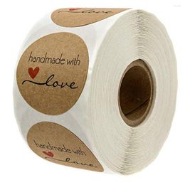 Wall Stickers 1 Inch Round Natural Kraft Baked With Love / 500 Labels Per Roll Office Supplies Stationery Sticker