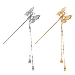 Hair Clips Butterfly Stick Chinese Hanfu Headdress For Women Tassel Metal Hairpin Chopsticks Punk Daily Clasp Forks Jewellery