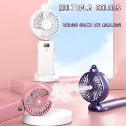 Electric Fans 5000/2500mAh Portable Spray Mist Fan With LCD Display 5 Gear Mini Electric Fan USB Rechargeable Wireless Fan Spray Water Fans