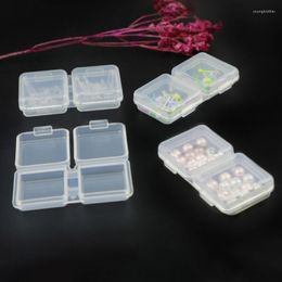 Jewelry Pouches 10Pcs Mini Storage Box Transparent Square Plastic Earrings Packaging Small Organizer