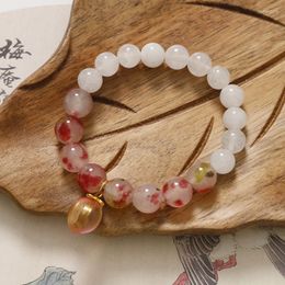 Strand Original Innovative Chinese Peach Natural White Marble Colored Jade Bracelet Diy National Wind Jewelry Wholesale