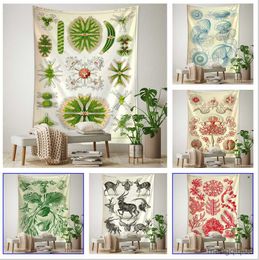 Tapestries Customizable Wall Hanging Plant Painting Hippie Home Living Room Decoration Art Vintage Illustration Book Sea Life Tapestry R230713