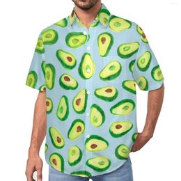 Men's Casual Shirts Fruit Pattern Avocado Love Print Beach Shirt Hawaiian Trendy Blouses Male Graphic Plus Size