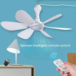 Electric Fans Silent 6 Leaves Powered Ceiling Canopy Fan with Remote Control Timing 4 Speed Hanging Fan for Camping Bed Dormitory Tent New