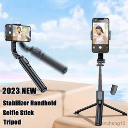 Selfie Monopods Roreta 2023 New Foldable Bluetooth Wireless Selfie Stick Tripod With Bluetooth Shutter Fill Light Single-axis Stabilizer Monopod R230713