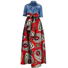 African Print Dresses for Women 2019 News Wax Fabric Skirts Traditioanal Dashiki Bazin Plus Size Party Fashion African Clothes305m
