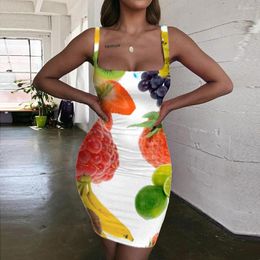 Casual Dresses Giyu Brand Novelty Women Fruit Bodycon Dress Creativity Sundress Harajuku Halter Sleeveless Womens Clothing Club Vintage