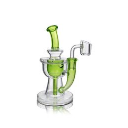 Waxmaid 6.38inches Trophy Incycler hookah Green Clear Glass Beaker galss water pipe glass bong 14mm Joint Oil Rigs US warehouse 28pcs/carton order free shipping