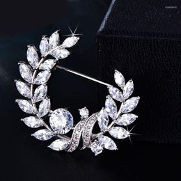 Brooches Pins Olive Brooch Jewellery For Women Micro Pave Cubic Zirconia Crystal Flower And Pin Wedding Beautiful Collar Roya22