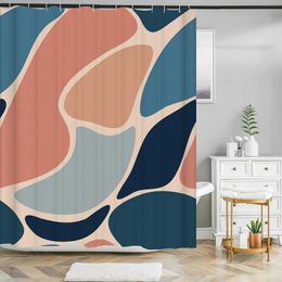 Shower Curtains Nordic Wind Abstract Art Line Shower Curtain Waterproof Polyester Bath Curtain Colour Block Curtains For Bathroom Decor