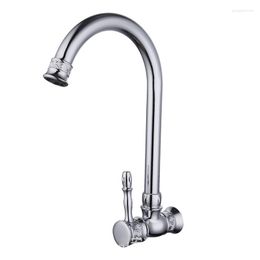 Kitchen Faucets 1PC Znic Alloy Chrome Single Cold Handle Tap Wall Mount Thread G1/2' 360° Rotation