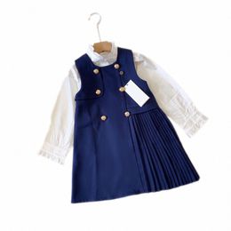 Girl&#039;s Dresses kids clothes baby children dress youth Classic pattern designer brand Letter Set Skirt size 90-160 E1cW#