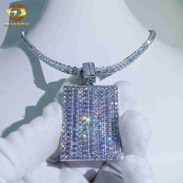 Designer Jewelry 925 Sterling Silver Jewelry custom moissanite pendant hip hop rectangle pendant VVS Diamond necklace