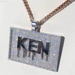 Designer Jewellery Fully Icy Drop Letter Custom Pieces Iced Out White Gold Plated 925 Sterling Silver Pendant Necklace
