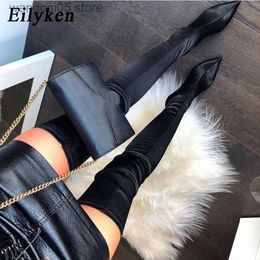 Boots Eilyken 2023 New Thigh High Boots Over The Knee Elastic Stretch Boots Women Sexy Thin Heels Sock Boots Mujer T230713