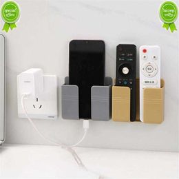Wall Mounted Storage Box Punch Free Organiser TV Remote Control Mounted Mobile Phone Plug Charging Rack Holder For Home Kitchen