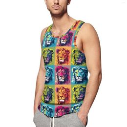 Men's Tank Tops Lion Top Art Memes Style Streetwear Beach Workout Men Graphic Sleeveless Vests Large Size