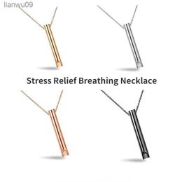 Stainless Steel Anxiety Necklace for Women Mindful Meditation Breathing Necklace Anxiety Stress Relief Yoga Breath Jewellery Gifts L230704