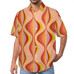 Men's Casual Shirts Retro Mod Pattern Blouses Male 60s Aesthetic Hawaiian Short Sleeve Cool Oversized Beach Shirt Gift