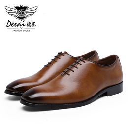 Dress Shoes DESAI Oxford Mens Dress Shoes Formal Business Lace-up Full Grain Leather Minimalist Shoes for Men 230713