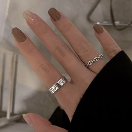 S925 Sterling Silver Ring for Women Roman Numeral Adjustable Opening Rings Retro Simple Geometry Finger Ring Jewellery Wholesale