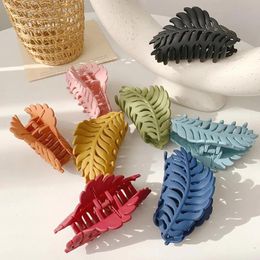 fashion large Leaves Claw Matte Candy For Women Clip Hairpins Accessories Clamps Headwear Crab