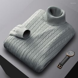 Men's Sweaters Thick Warm Sweater Men Turtleneck Knitwear Winter Pullover Loose Knitted Mens Pullovers 2023 D208