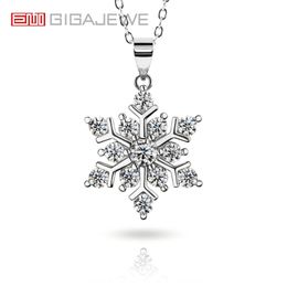 Pendant Necklaces GIGAJEWE 1ct Green Blue 18K White Gold Plated Silver Snowflake Necklace Christmas Limited Edition Gift 230712