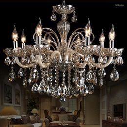 Chandeliers Modern Candle Cognac Color Crystal Chandelier Living Room Large Light Atmosphere Restaurant Bedroom Lobby El Hanging Lamp