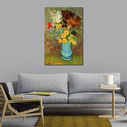 Canvas Art Vincent Van Gogh Painting Vase with Daisies and Anemones 1887 Handmade Artwork Vibrant Decor for Wine Cellar