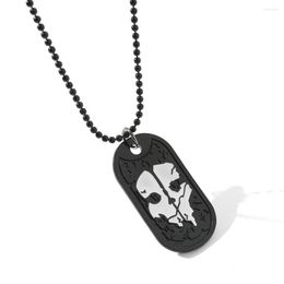 Keychains Punk Retro Pendant Necklace For Men Unusual Skeleton Skull Gothic Necklaces Personalised Shield Dangle Male Jewellery Accessories