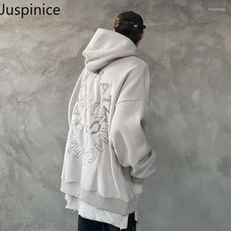 Men's Hoodies Juspinice Harajuku Hooded Printed Casual Loose Hip Hop Sweatshirts Vintage Lazy Style Pullovers Fashion Clothes Tops