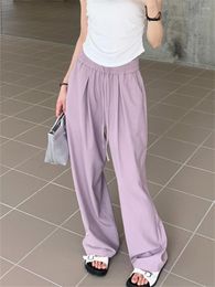 Women's Pants Alien Kitty Summer Solid Thin Wide Leg Trousers Women Mujer All Match 2023 High Waist Loose Office Wear Lady Streetwear