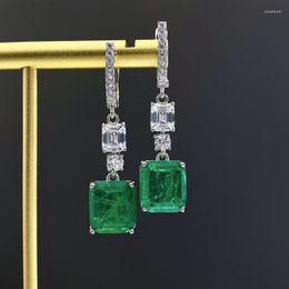 Dangle Earrings Vintage Emerald Diamond Earring Real 925 Sterling Silver Wedding Drop For Women Engagement Jewelry Gift