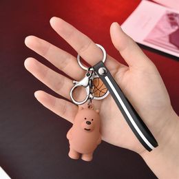 Cute Three Animal Bears Doll Keychains Cartoon Anime We Bare Women Car Bag Pendant Belt Trinkets Key Chains Porte Clef2535
