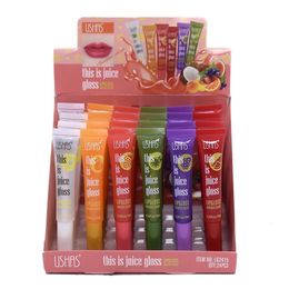 Lip Balm 24Pcs Fruity Glossy Lip Oil Set Strawberry Grape Clear Moisturizing Smooth Lip Gloss Kawaii Girls Lips Makeup Wholesale 230712