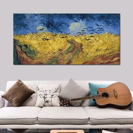 Hand Painted Textured Canvas Art Wheat Field with Crows 1890 Vincent Van Gogh Painting Still Life Dining Room Decor