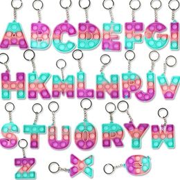 26 Letters & Numbers Sensory Fidget Pop Bubble Poppers Key Ring Alphabet Shape Push Bubbles Popper Board Keychain Finger Puzzle Ch324C