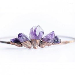 Hair Clips HJ43337 Raw Amethyst Citrine Labradorite Crown Crystal Point Tiara Quartz Headband With Copper Plated