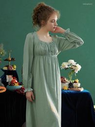 Women's Sleepwear Vintage Cotton Princess Long For Lady Spring Autumn Sleeve Elegant Loose Nightgowns Home Dress