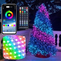 Strings Smart Bluetooth App Control String Light 20M 200 Led RGB Christmas Tree Fairy USB Garland For Wedding Party Decor