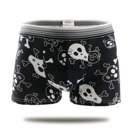 Underpants Milk Silk Soft Breathable Fashion Yong Mens Boxers Cartoon Skull Personality Sexy Male Underwear U Pouch Seamless Underpants J230713