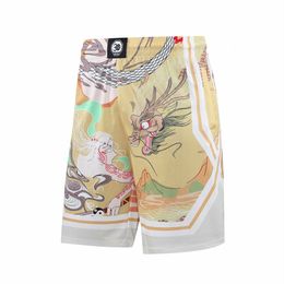 Men's Shorts Personality Trendy Basketball Shorts Adult Zipper Pockets Sports Shorts Training Running Board Dragon Totem Print Short Pants 230712