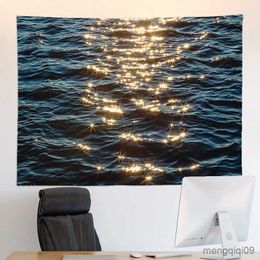 Tapestries Shimmering Sea Surface Scenery Vacation Tapestry River Tapestry Wall Decor Bedroom Decoration Tapestry Bedding Room Decorative R230713