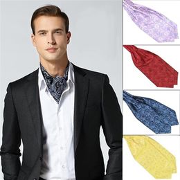 Men's Silky Satin Wedding Banquet Party Ascot Cravat Necktie Vintage Dot Paisley Print Floral Jacquard Self Tie310A