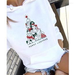 Women's Hoodies Merry Woofmas Coloured Printed Funny Women Christmas Holidays Gift Hooded Sweatshirt Cute Dog Mom Graphic Tops Drop Ship