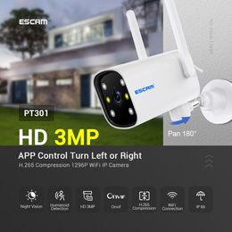 ESCAM PT301 3MP Outdoor Security Cam Video Surveillance IP66 Wifi IP Home CCTV Smart Siren Human Detection Night Vision Webcam